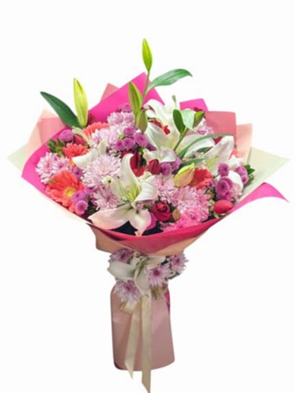 PEMBE ZARAFET (Lilyum & Gerbera Buketi)